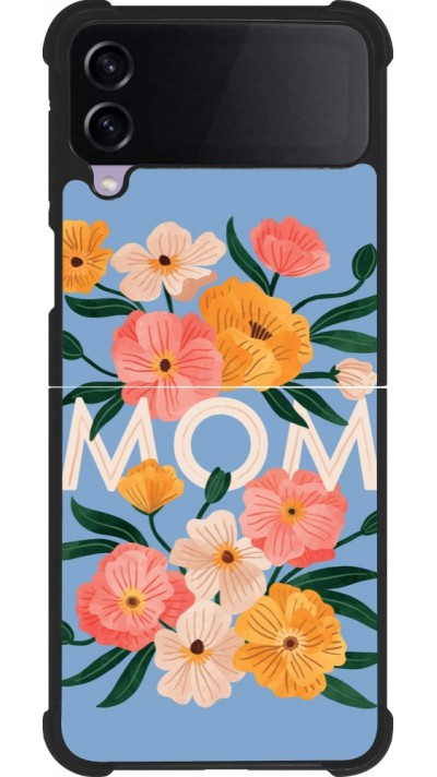 Coque Samsung Galaxy Z Flip4 - Silicone rigide noir Mom 2026 Flowers