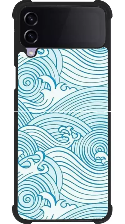 Coque Samsung Galaxy Z Flip4 - Silicone rigide noir Ocean Waves