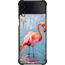 Coque Samsung Galaxy Z Flip4 - Silicone rigide noir Paint Flamingo