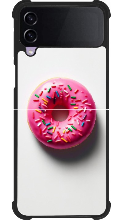 Samsung Galaxy Z Flip4 Case Hülle - Silikon schwarz Weisser Hintergrund, pinker Donut Samsung Galaxy Z Flip4 Case Hülle - Silikon schwarz Weisser Hintergrund, pinker Donut