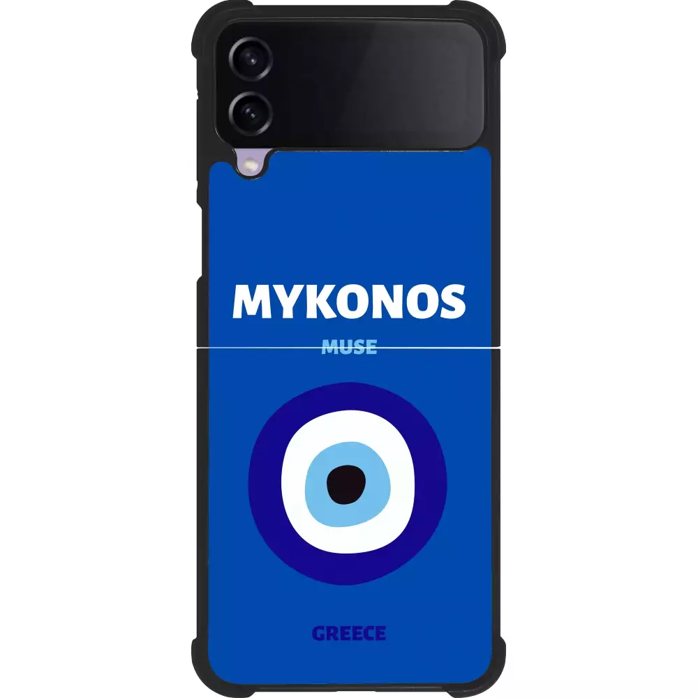 Coque Samsung Galaxy Z Flip4 - Silicone rigide noir Pop Summer Destination Mykonos