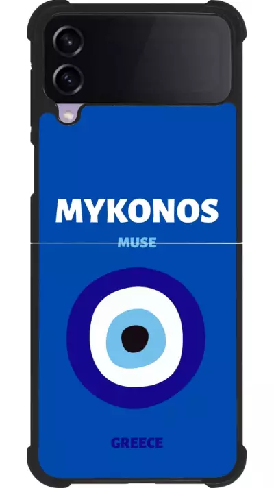 Coque Samsung Galaxy Z Flip4 - Silicone rigide noir Pop Summer Destination Mykonos