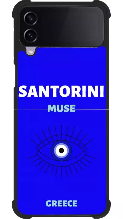 Coque Samsung Galaxy Z Flip4 - Silicone rigide noir Pop Summer Destination Santorini