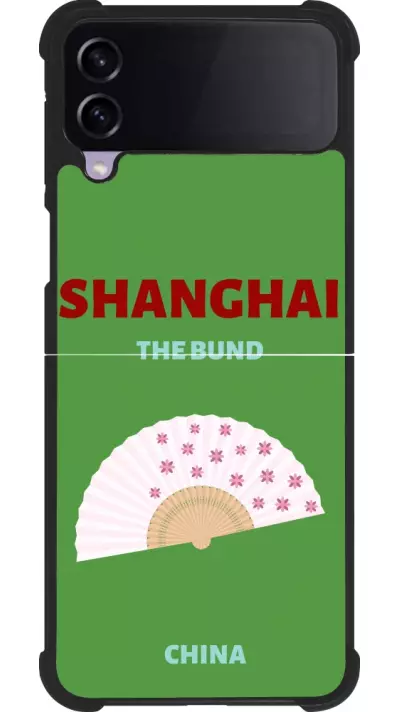 Coque Samsung Galaxy Z Flip4 - Silicone rigide noir Pop Summer Destination Shanghai