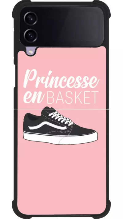Coque Samsung Galaxy Z Flip4 - Silicone rigide noir princesse en basket