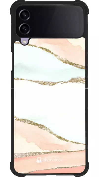Coque Samsung Galaxy Z Flip4 - Silicone rigide noir Shimmering Orange