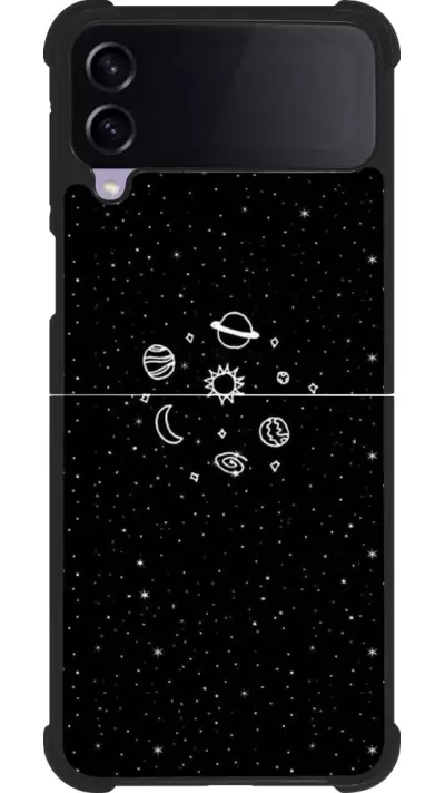 Coque Samsung Galaxy Z Flip4 - Silicone rigide noir Space Doodle