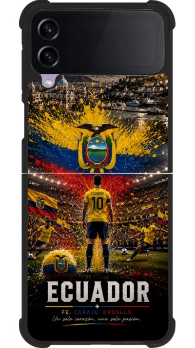 Coque Samsung Galaxy Z Flip4 - Silicone rigide noir Football Équateur splash 2026