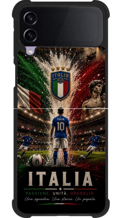 Coque Samsung Galaxy Z Flip4 - Silicone rigide noir Football Italie splash 2026