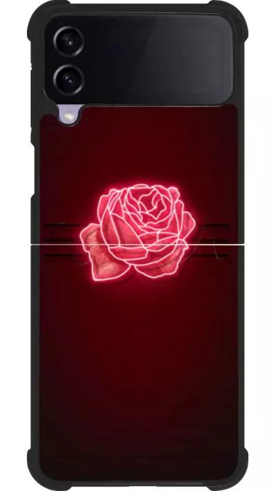 Coque Samsung Galaxy Z Flip4 - Silicone rigide noir Spring 23 neon rose