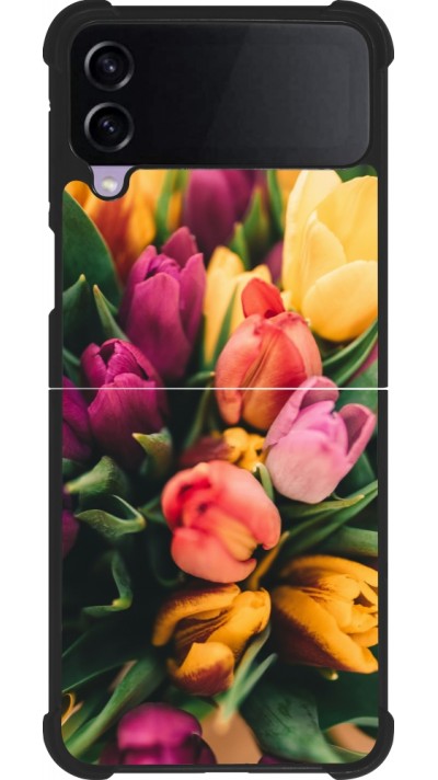 Coque Samsung Galaxy Z Flip4 - Silicone rigide noir Bouquet of tulips Spring 2026