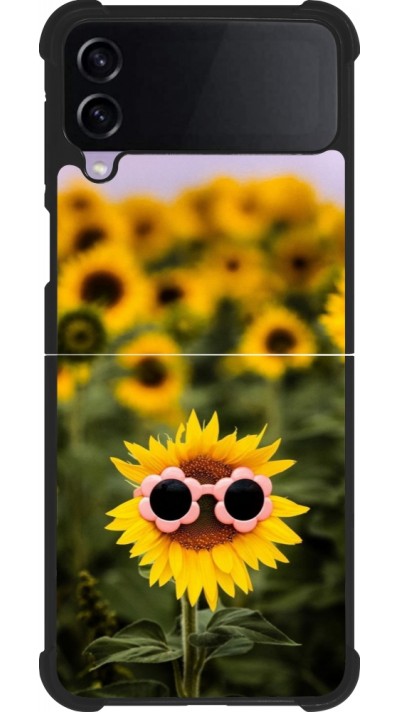 Coque Samsung Galaxy Z Flip4 - Silicone rigide noir Sunflower with glasses Spring 2026