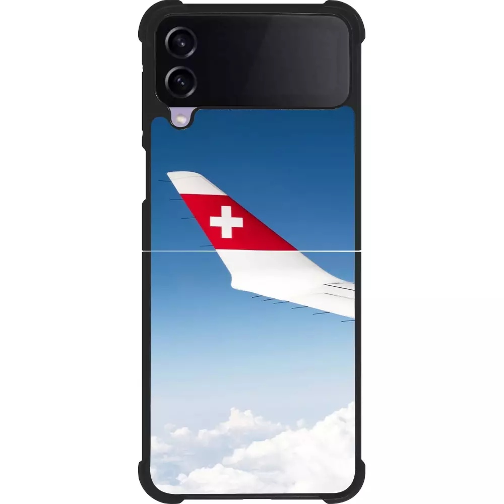 Coque Samsung Galaxy Z Flip4 - Silicone rigide noir Fête Nationale Suisse Sky Swiss Flag