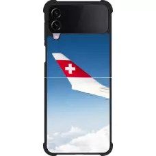 Coque Samsung Galaxy Z Flip4 - Silicone rigide noir Fête Nationale Suisse Sky Swiss Flag