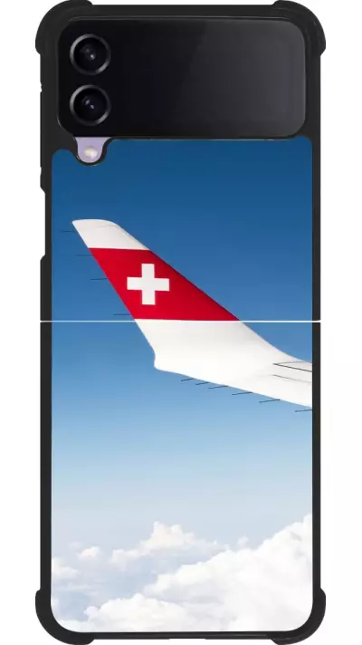 Coque Samsung Galaxy Z Flip4 - Silicone rigide noir Fête Nationale Suisse Sky Swiss Flag