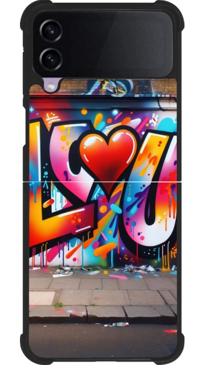 Samsung Galaxy Z Flip4 Case Hülle - Silikon schwarz Valentin 2025 Liebe U Tag