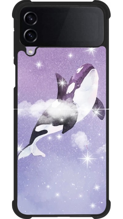 Samsung Galaxy Z Flip4 Case Hülle - Silikon schwarz Whale in sparking stars Samsung Galaxy Z Flip4 Case Hülle - Silikon schwarz Whale in sparking stars