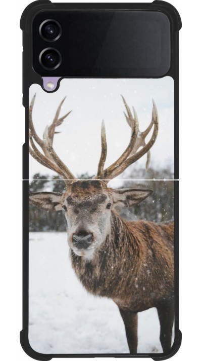 Samsung Galaxy Z Flip4 Case Hülle - Silikon schwarz Winter 25 Winter reindeer