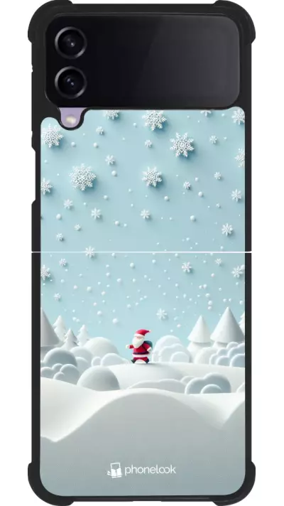 Coque Samsung Galaxy Z Flip4 - Silicone rigide noir Noël 2023 Petit Père Flocon