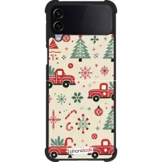 Coque Samsung Galaxy Z Flip4 - Silicone rigide noir Noël 2024 Camion Sapin