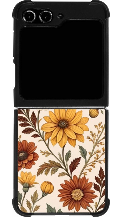 Coque Samsung Galaxy Z Flip5 - Silicone rigide noir Autumn 25 Flower pattern