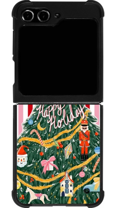 Coque Samsung Galaxy Z Flip5 - Silicone rigide noir Christmas 25 Happy Holiday