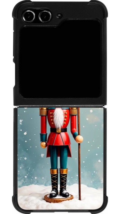 Coque Samsung Galaxy Z Flip5 - Silicone rigide noir Christmas 25 Nutcracker Snow