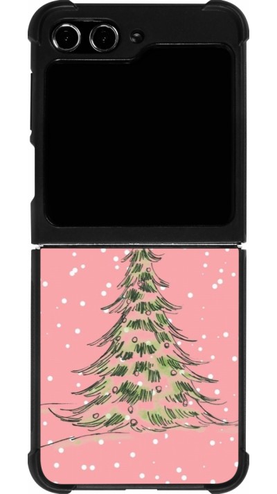 Coque Samsung Galaxy Z Flip5 - Silicone rigide noir Christmas 25 Pink Tree