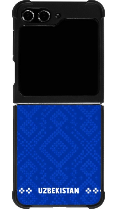 Coque Samsung Galaxy Z Flip5 - Silicone rigide noir Maillot de football Ouzbékistan 2026 personnalisable