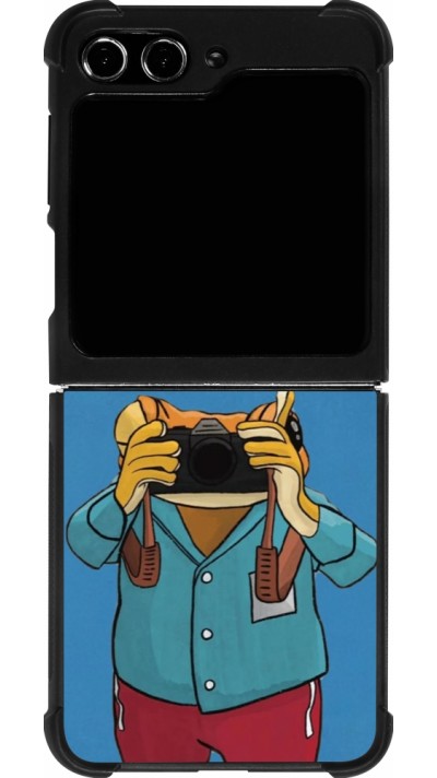 Coque Samsung Galaxy Z Flip5 - Silicone rigide noir Frog with camera DTMF