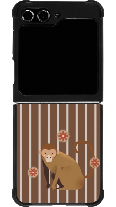 Coque Samsung Galaxy Z Flip5 - Silicone rigide noir Monkey with stripes