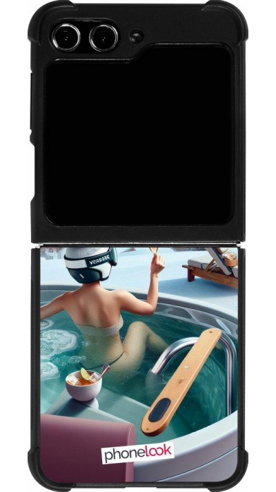 Samsung Galaxy Z Flip5 Case Hülle - Silikon schwarz Berg Glamour Whirlpool