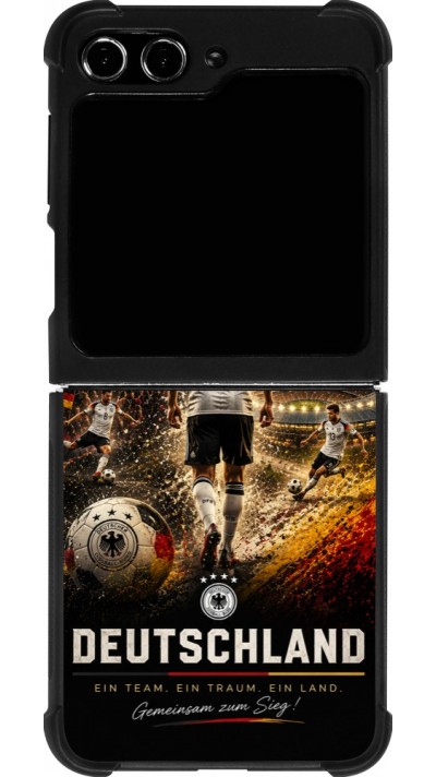 Coque Samsung Galaxy Z Flip5 - Silicone rigide noir Football Allemagne splash 2026
