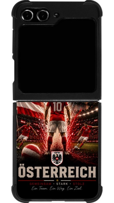 Coque Samsung Galaxy Z Flip5 - Silicone rigide noir Football Autriche splash 2026