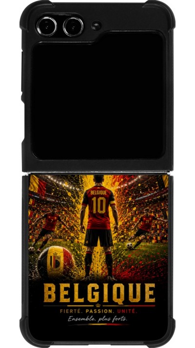 Coque Samsung Galaxy Z Flip5 - Silicone rigide noir Football Belgique splash 2026