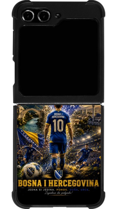 Coque Samsung Galaxy Z Flip5 - Silicone rigide noir Football Bosnie-Herzégovine splash 2026
