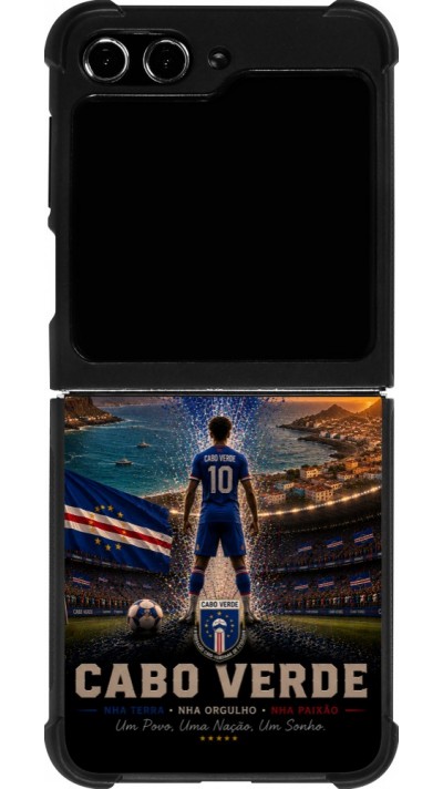Coque Samsung Galaxy Z Flip5 - Silicone rigide noir Football Cap-Vert splash 2026