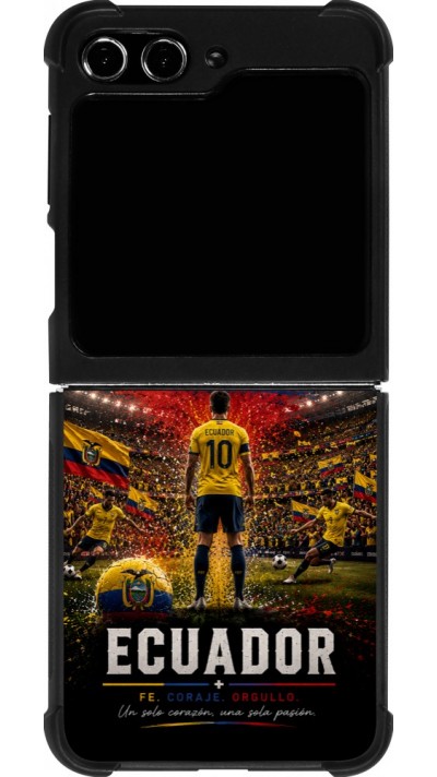 Coque Samsung Galaxy Z Flip5 - Silicone rigide noir Football Équateur splash 2026