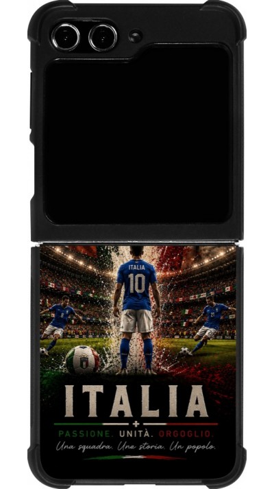 Coque Samsung Galaxy Z Flip5 - Silicone rigide noir Football Italie splash 2026