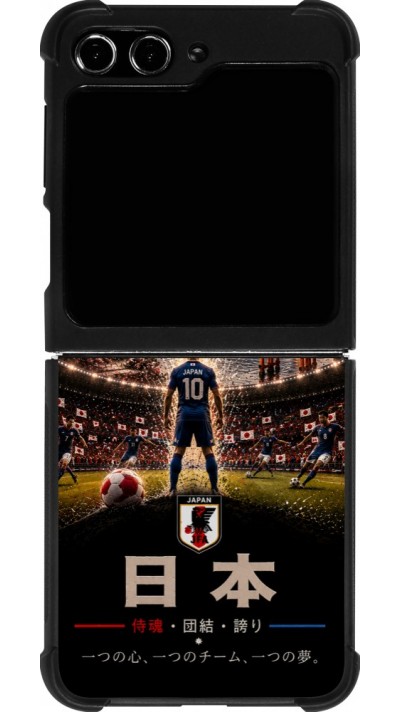 Coque Samsung Galaxy Z Flip5 - Silicone rigide noir Football Japon splash 2026