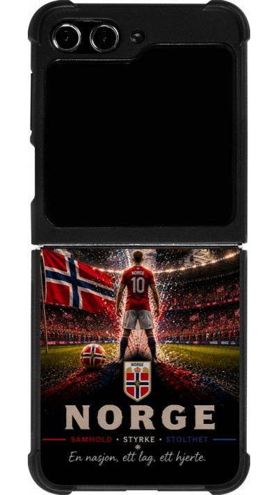 Coque Samsung Galaxy Z Flip5 - Silicone rigide noir Football Norvège splash 2026