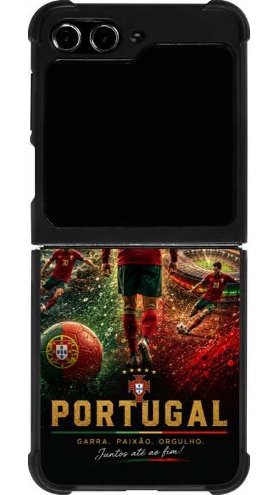 Coque Samsung Galaxy Z Flip5 - Silicone rigide noir Football Portugal splash 2026