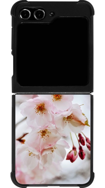 Coque Samsung Galaxy Z Flip5 - Silicone rigide noir Cherry tree Spring 2026