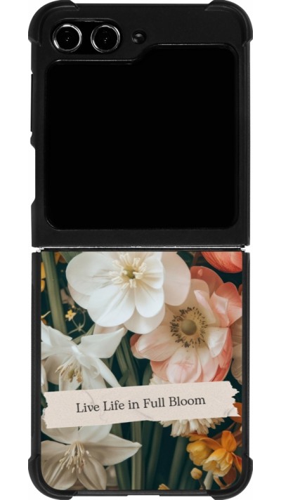 Coque Samsung Galaxy Z Flip5 - Silicone rigide noir Full Bloom Spring 2026