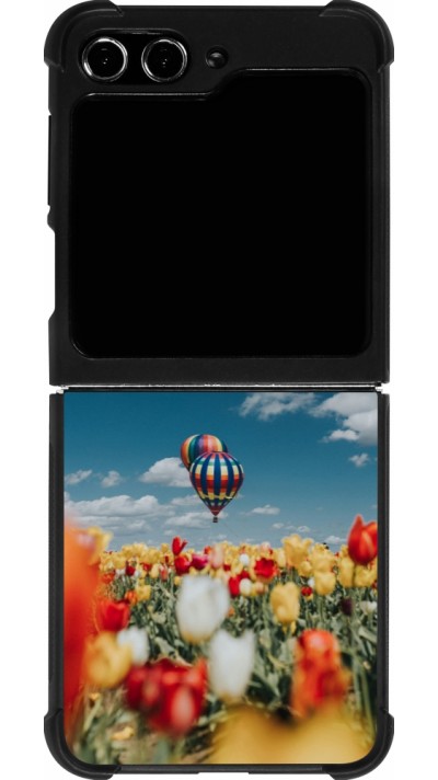 Coque Samsung Galaxy Z Flip5 - Silicone rigide noir Hot air balloon Spring 2026
