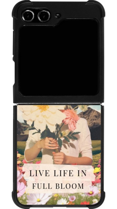 Coque Samsung Galaxy Z Flip5 - Silicone rigide noir Live life in full moon Spring 2026