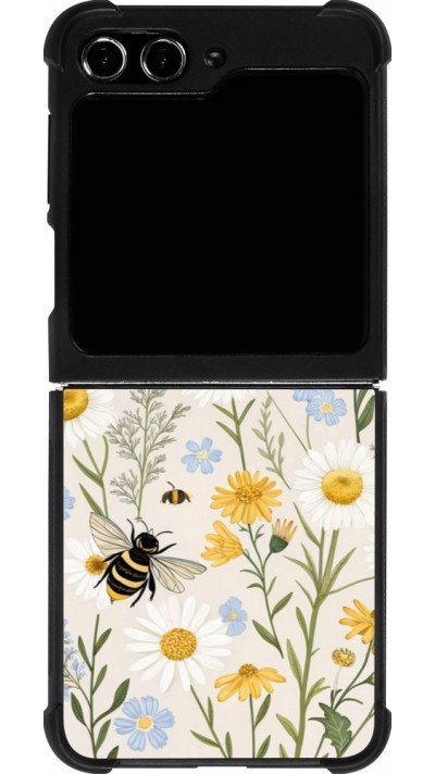 Coque Samsung Galaxy Z Flip5 - Silicone rigide noir Pattern bees Spring 2026