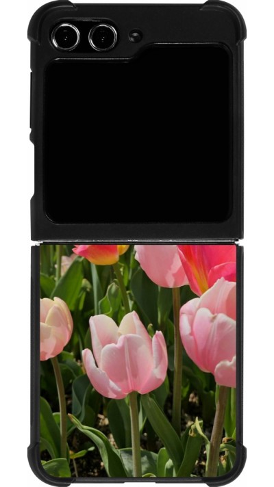 Coque Samsung Galaxy Z Flip5 - Silicone rigide noir Tulips Spring 2026