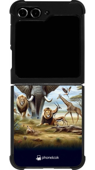 Samsung Galaxy Z Flip5 Case Hülle - Silikon schwarz Afrikanisches Wildleben