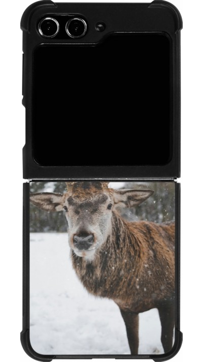 Coque Samsung Galaxy Z Flip5 - Silicone rigide noir Winter 25 Winter reindeer